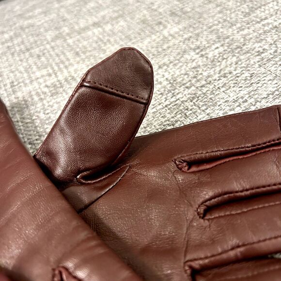 Apt. 9 Burgundy 100% Leather Gloves Fleece-Lined Touchscreen Compatible Medium - Picture 4 of 7